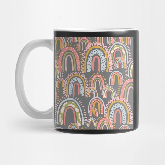 cute boho rainbow pattern grey by ArtInPi